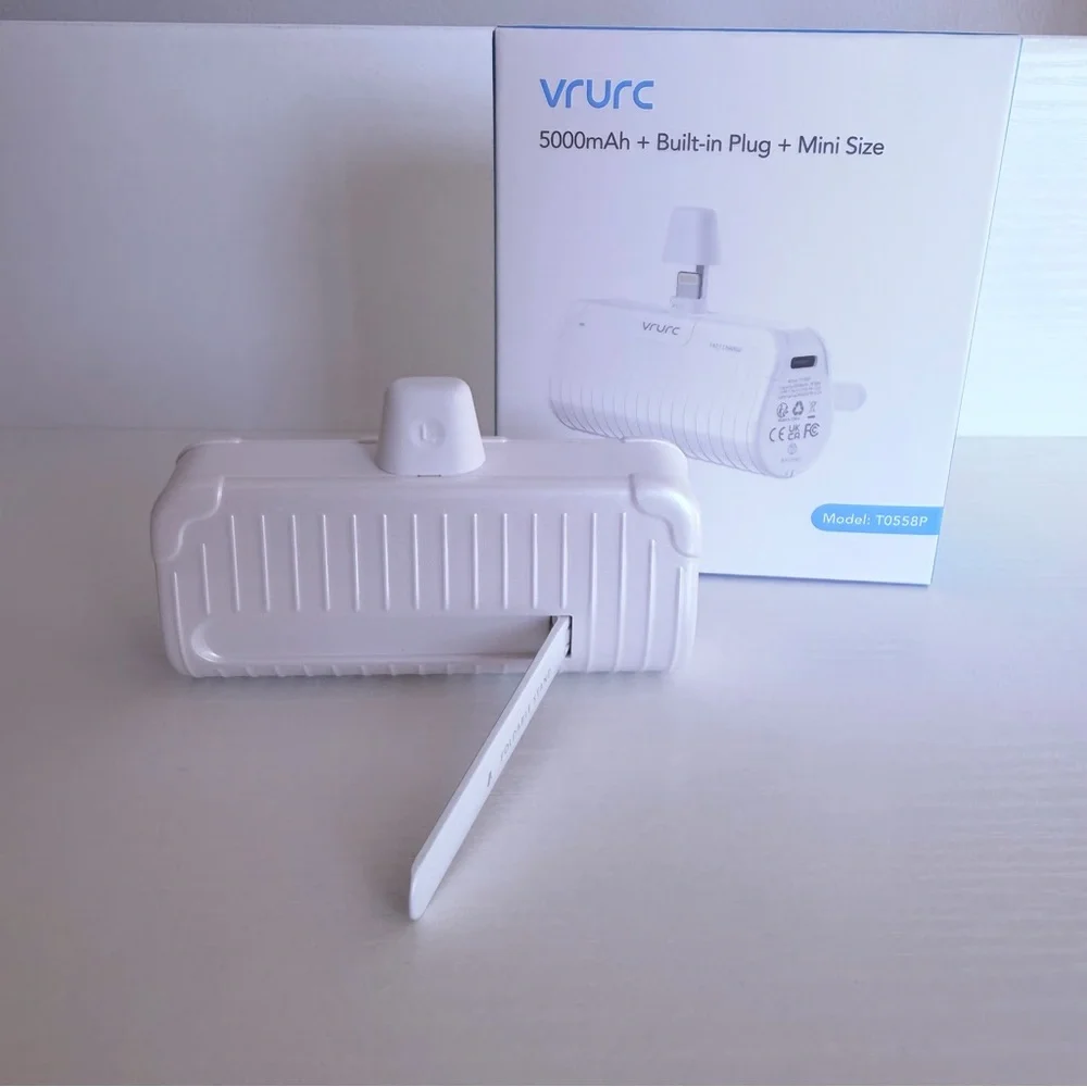 White Portable Phone Charger w/ Kickstand & Pink Fan Bundle